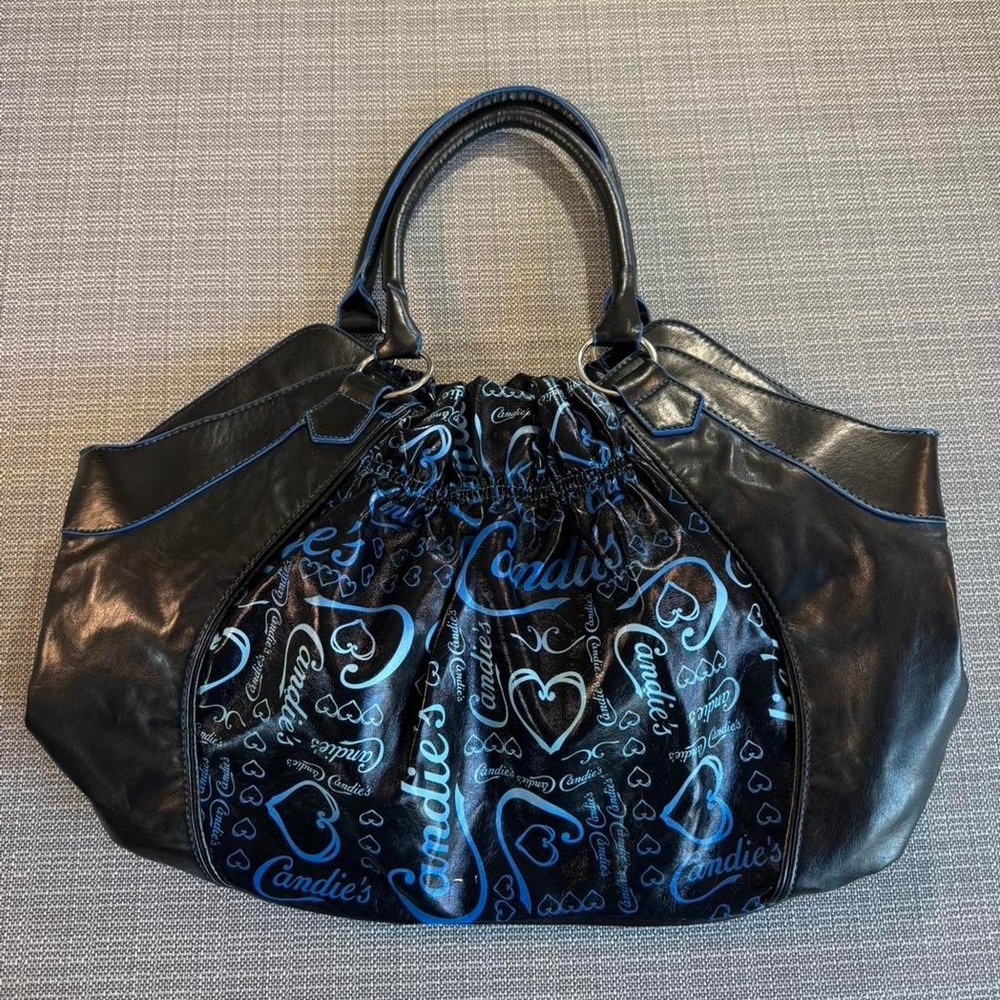 Black faux leather Y2K Candie's purse with blue accents - Picture 4 of 8